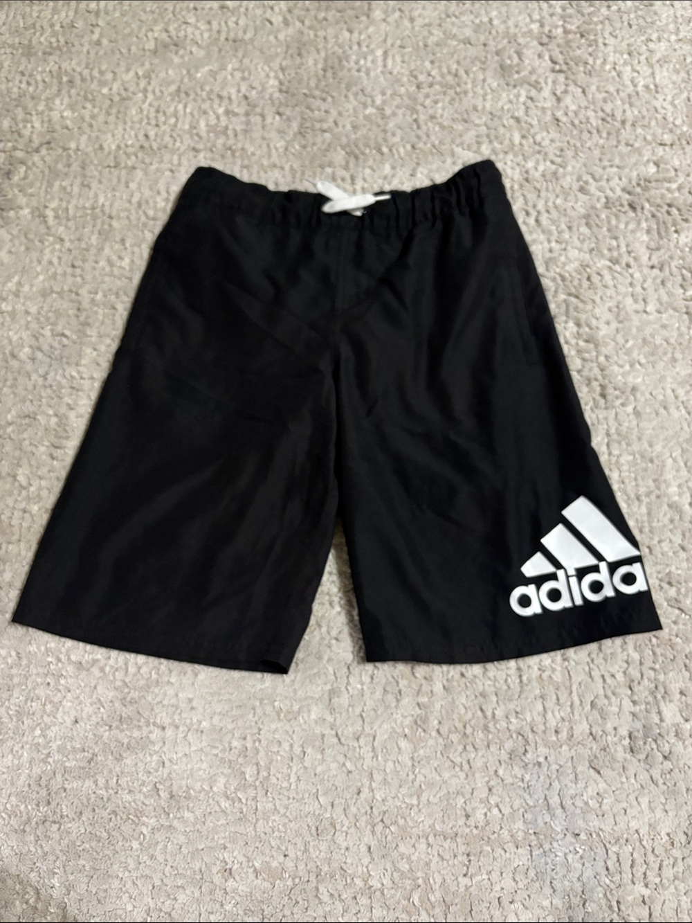 adidas Black Shorts with White Logo - Kids